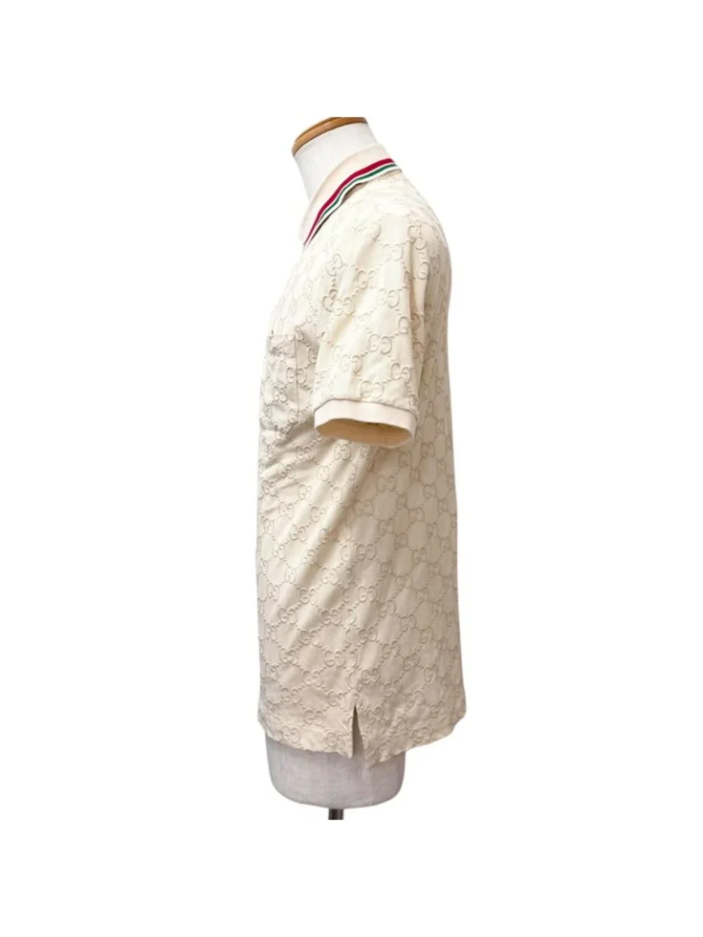 Gucci Web Stripe GG Cotton Pique Short Sleeve Polo Shirt Top Ivory XS